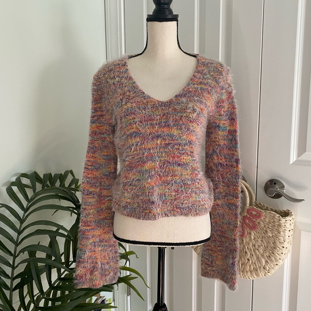Express Sweater | Colorful & Fuzzy | Bell Sleeves